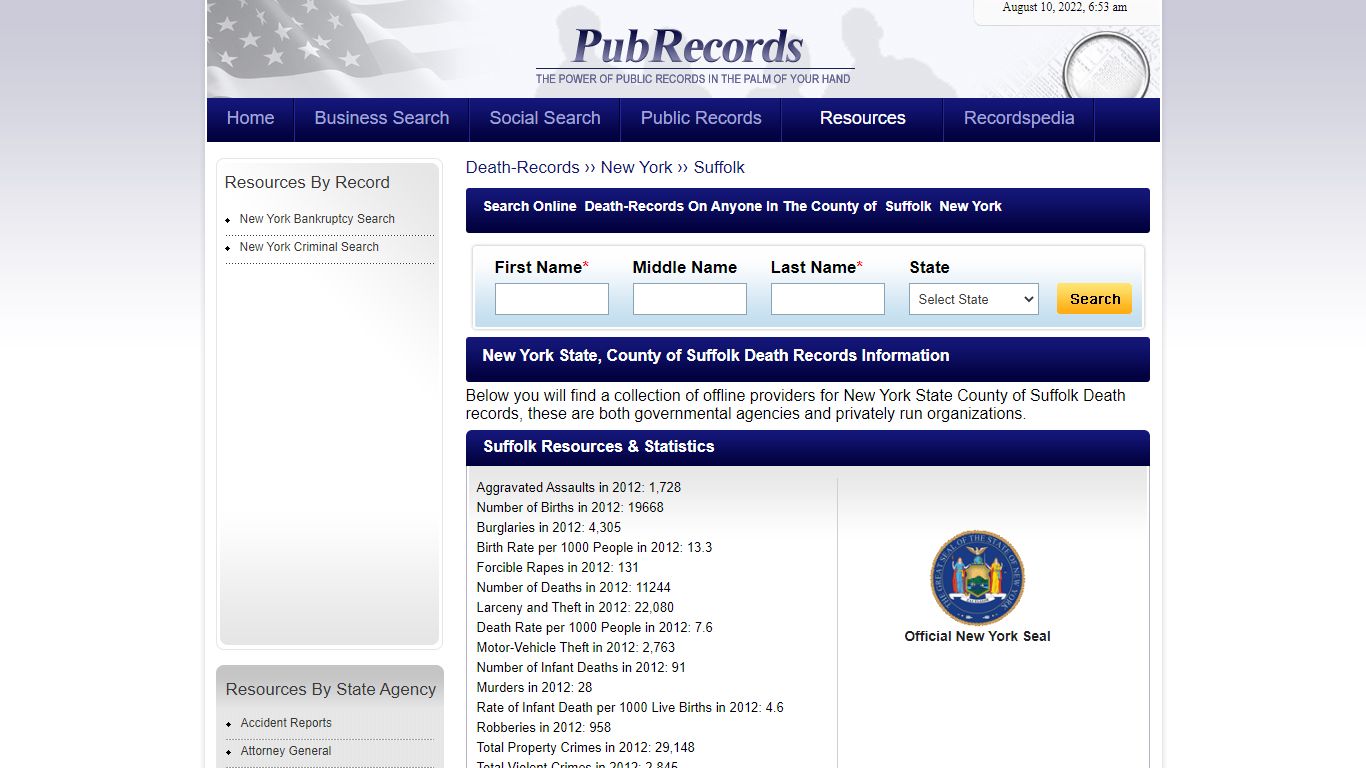 Suffolk County, New York Death Records